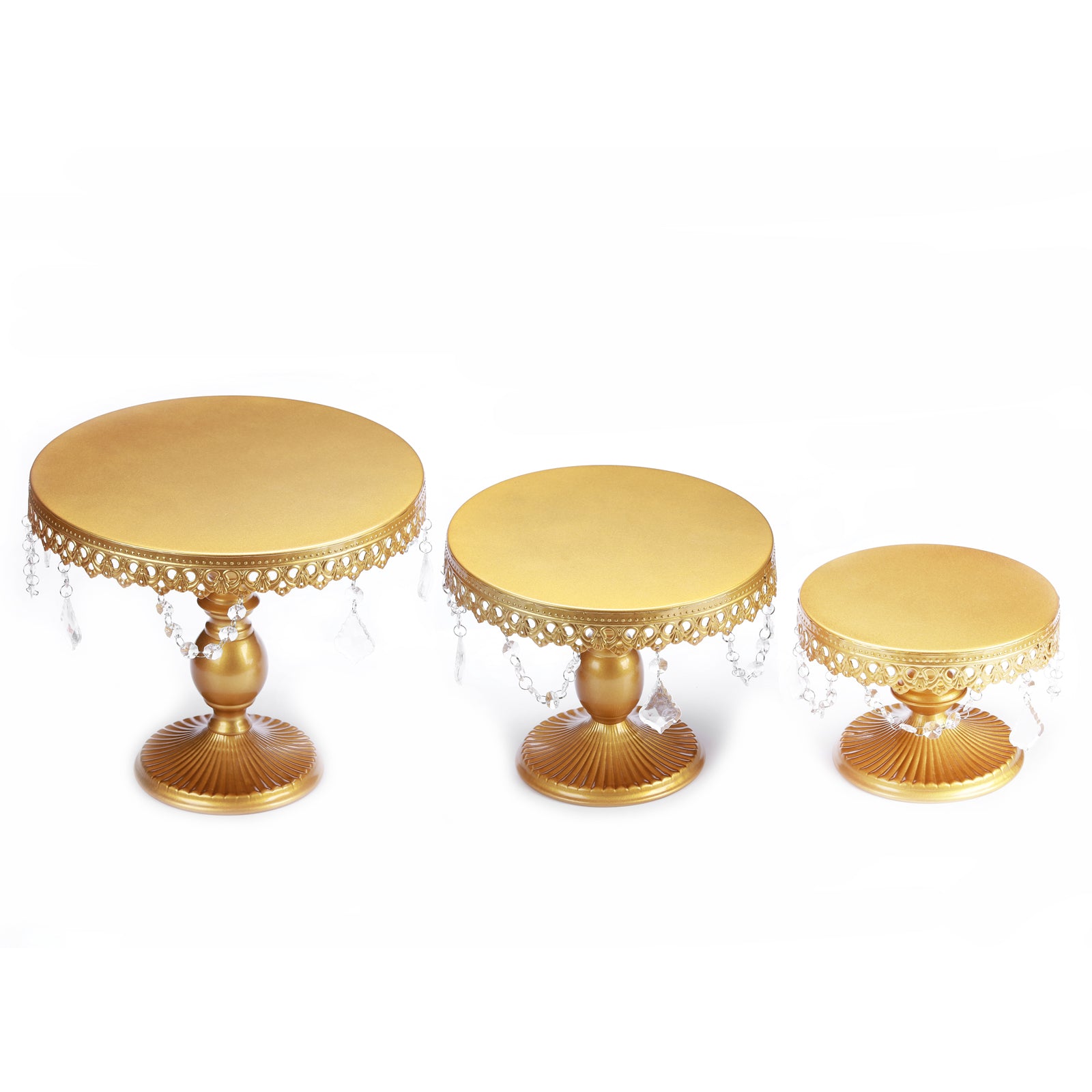 3Pcs Antique Cake Stand Set - Round Metal Cupcake Stands With Pendants And Beads - Elegant Dessert Display, For For Wedding, Birthday Party Decor-It Is Forbidden To Sell On Amazon And Temu