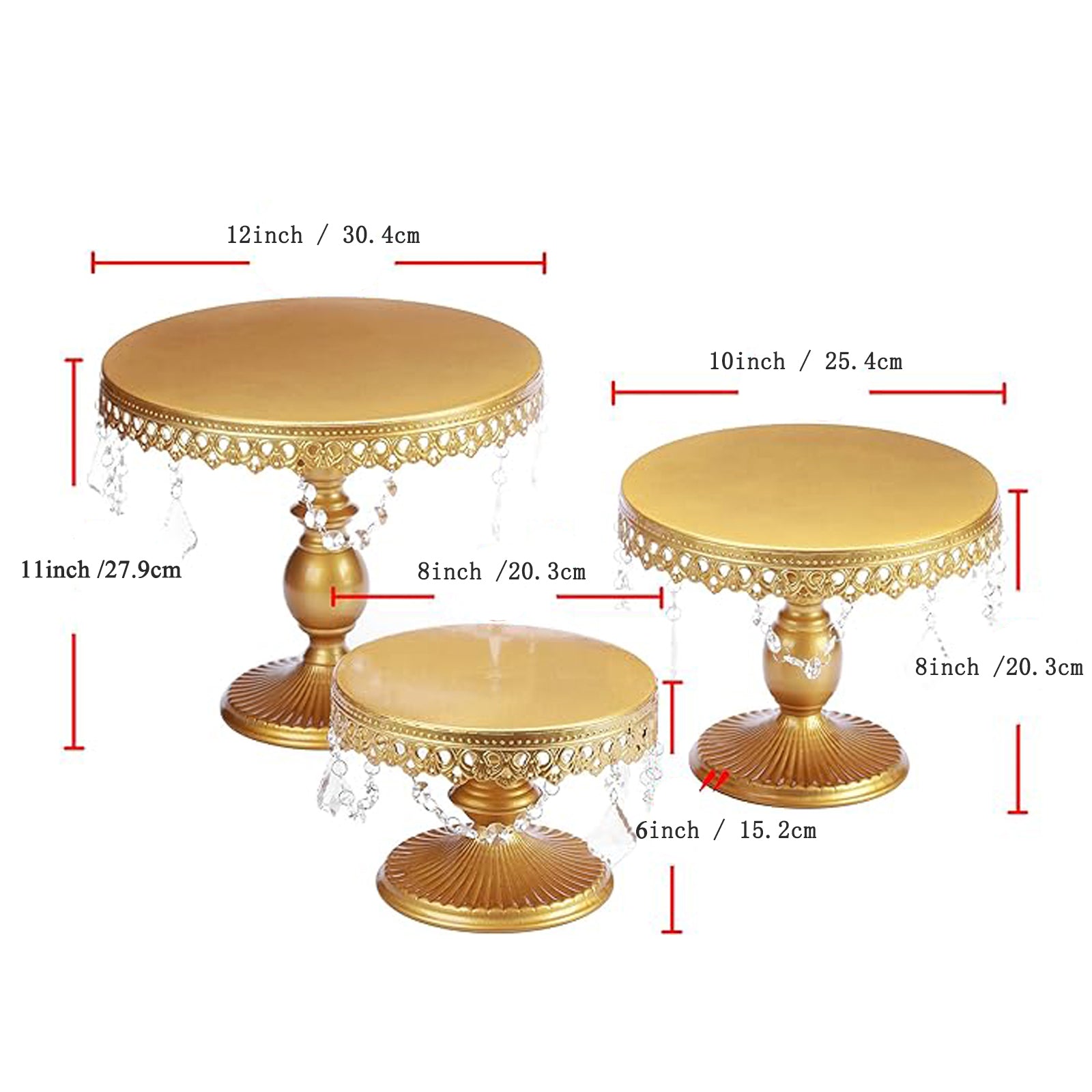 3Pcs Antique Cake Stand Set - Round Metal Cupcake Stands With Pendants And Beads - Elegant Dessert Display, For For Wedding, Birthday Party Decor-It Is Forbidden To Sell On Amazon And Temu