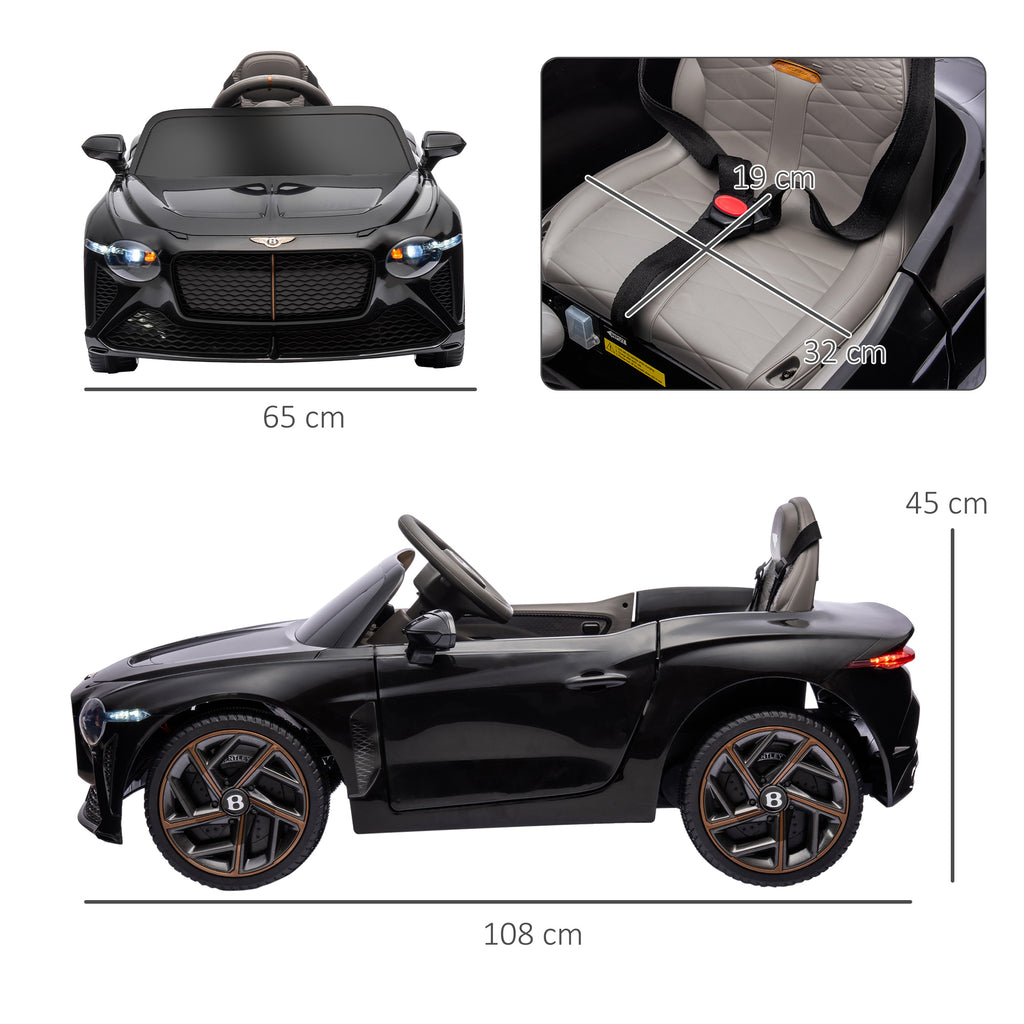 Bentley Bacalar Licensed 12V Kids Electric Car, With Remote Control, Black