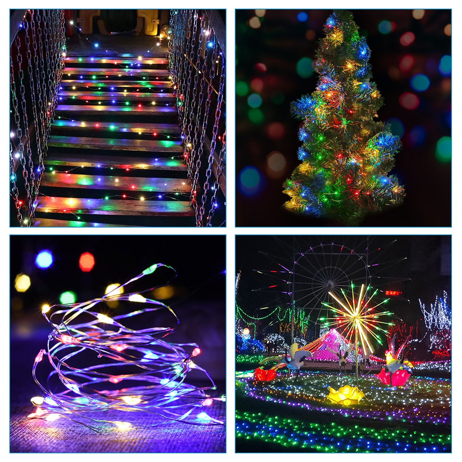 2 Light Color Options -- 1Pc Solar String Light Outdoor IP65 Waterproof Copper Wire String Lights Solar LED Fairy Lamps Wedding Party Festival