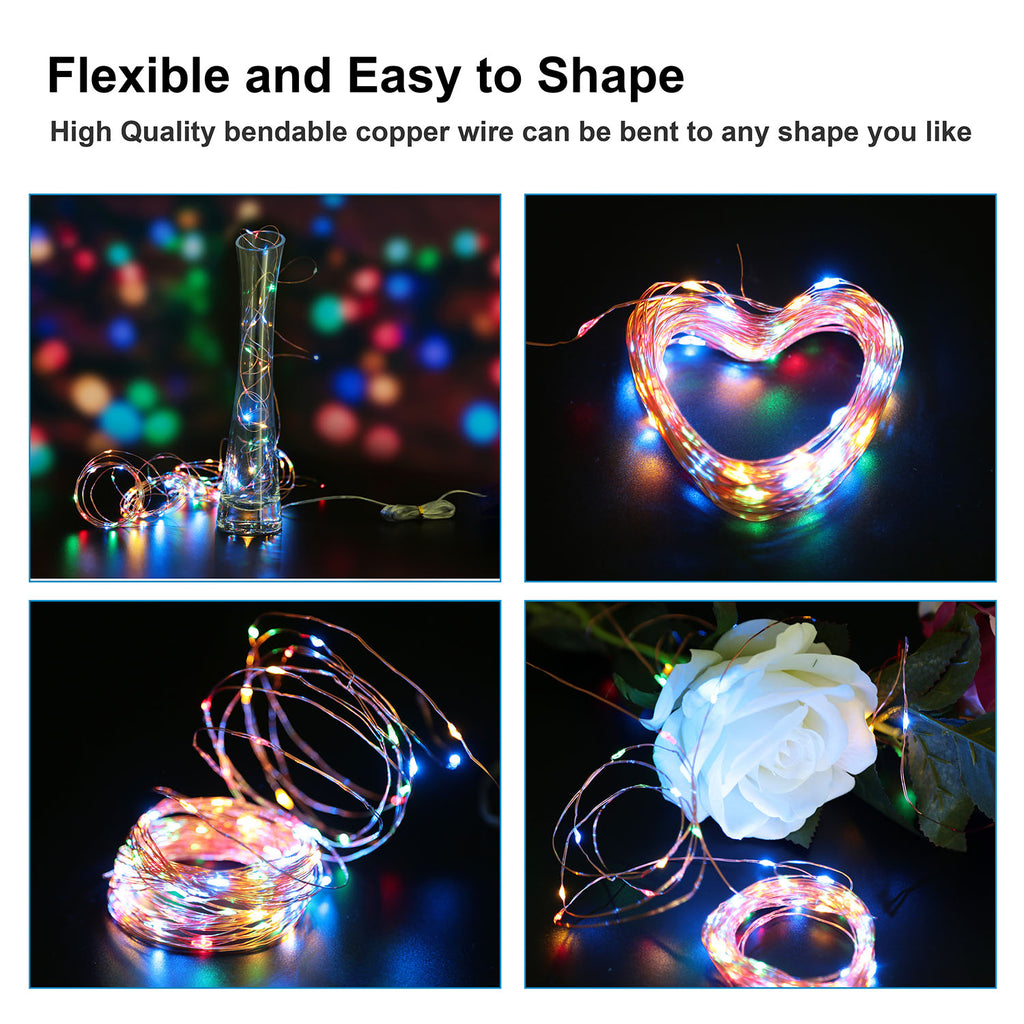 2 Light Color Options -- 1Pc Solar String Light Outdoor IP65 Waterproof Copper Wire String Lights Solar LED Fairy Lamps Wedding Party Festival