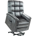 Velvet-Feel Electric Lift Recliner Chair - Dark Grey