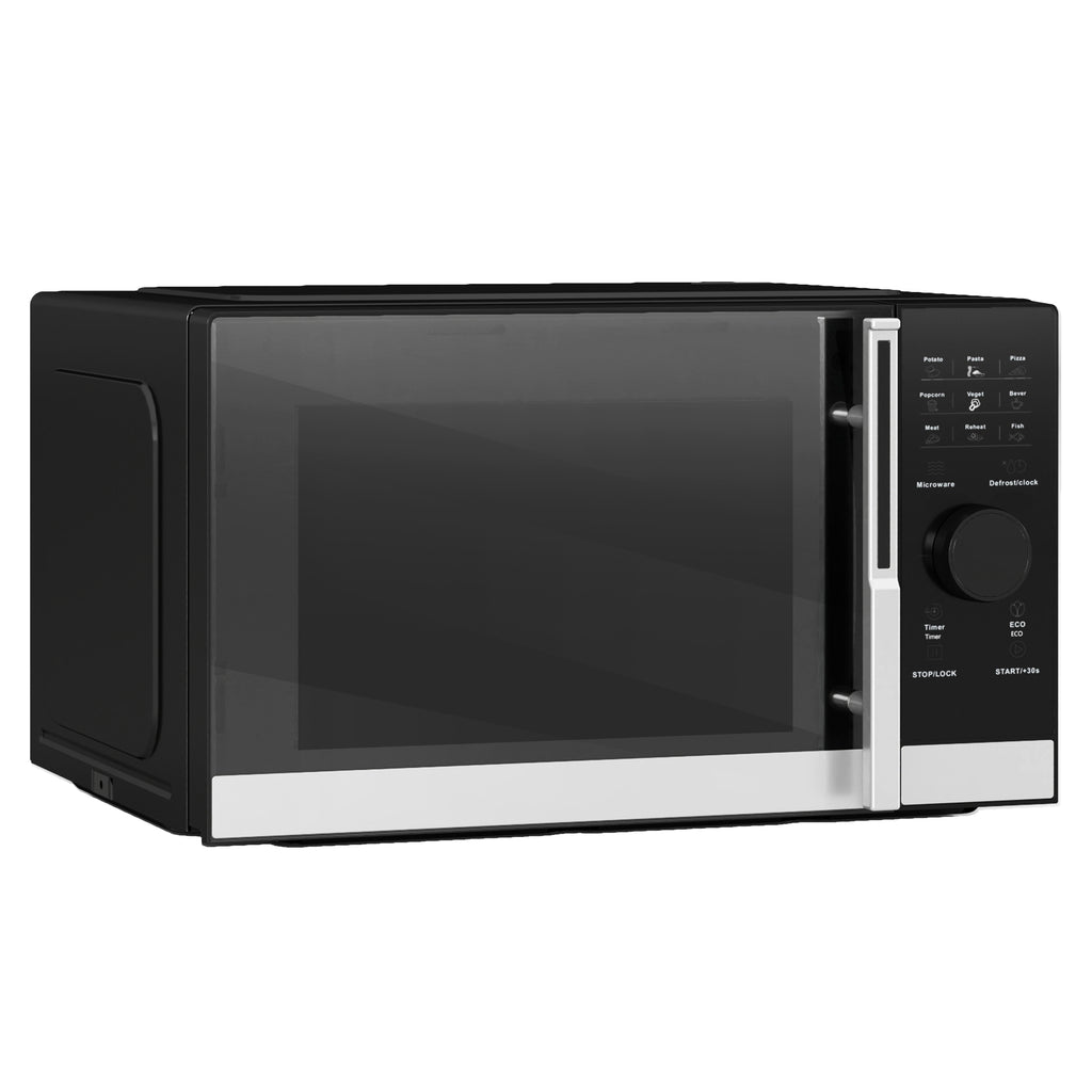 23L 800W Microwave Oven, Digital Solo Microwave With 10 Power Levels, Automatic Defrost, 8 Auto Cook Menus, 60 Minutes Timer, Clock, Easy Clean, Small Black Microwave